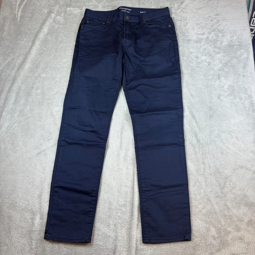Banana Republic Jeans Mens 32x32 Travel Jean Slim Fit Navy Blue Stretch